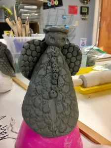 Clay slab angel ornament