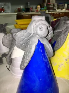 Clay slab angel ornament