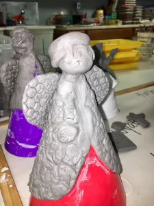 Clay slab angel ornament