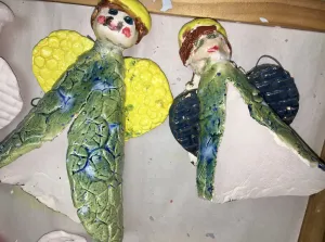 Clay slab angel ornament