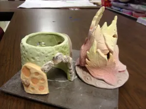 Ceramic Fairy Houses slab construction Lesson Glazing