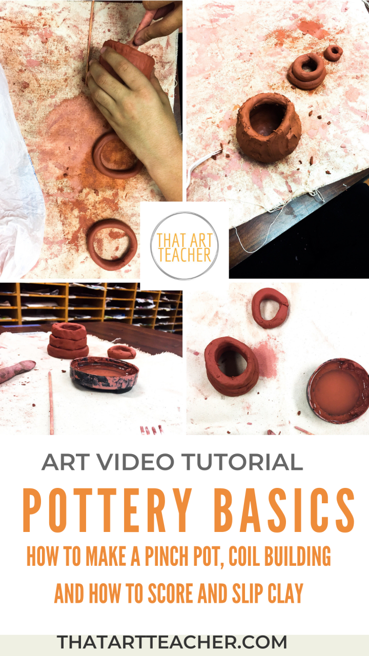 Learn basic pottery handbuilding techniques with this video! How to make a pinch pot, coil building and how to score and slip your clay together.
