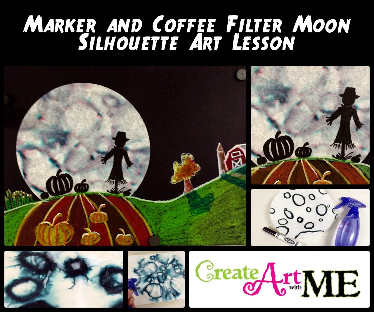 Featured: Marker and Coffee Filter Moon Silhouette Art Lesson
