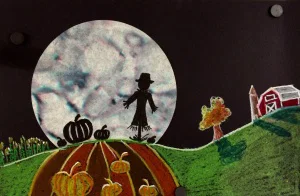 marker and coffee filter sihouette art lesson