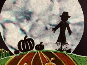 marker and coffee filter sihouette art lesson