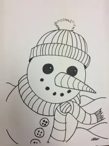 Snowman Painting with Markers and Crayon Resist art lesson