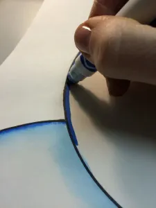 Snowman Painting with Markers and Crayon Resist art lesson