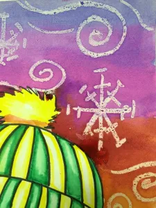 Snowman Painting with Markers and Crayon Resist art lesson