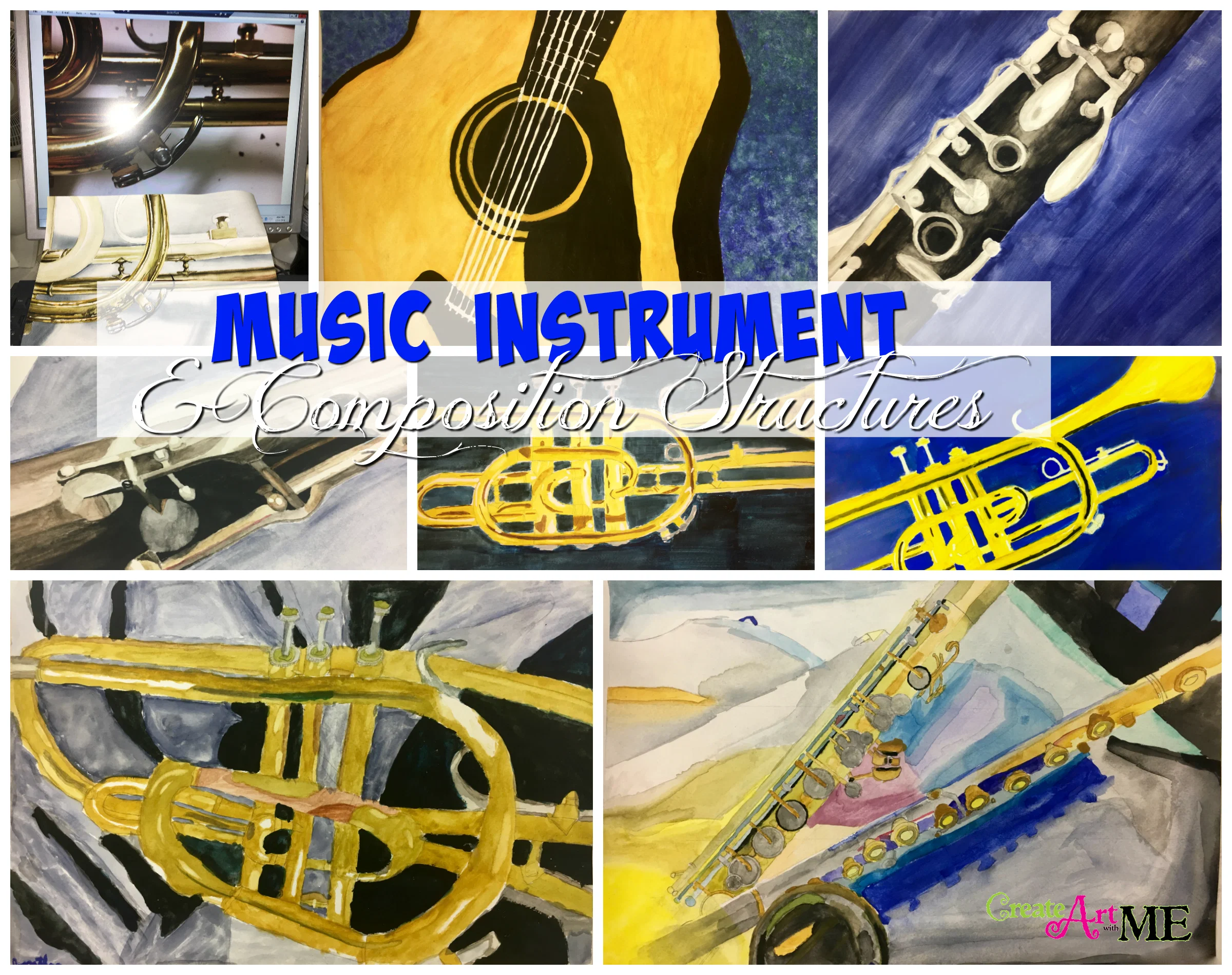 Featured: Music Instruments and Composition Watercolor Painting Lesson