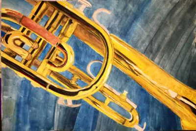 music instrument and composition watercolor painting
