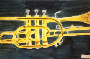music instrument and composition watercolor painting