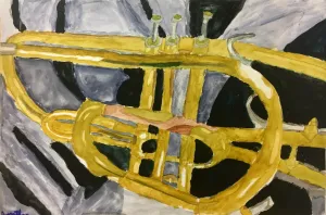 music instrument and composition watercolor painting