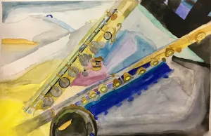 music instrument and composition watercolor painting