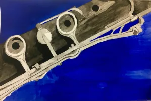 music instrument and composition watercolor painting