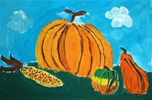 Pumpkin Watercolor Still Life Painting