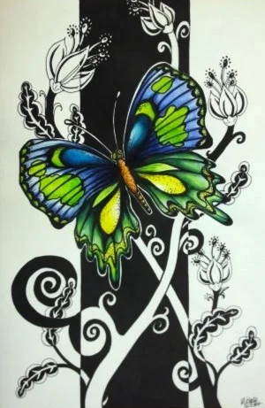 Featured: Watercolor Butterfly with Graphic Style Background