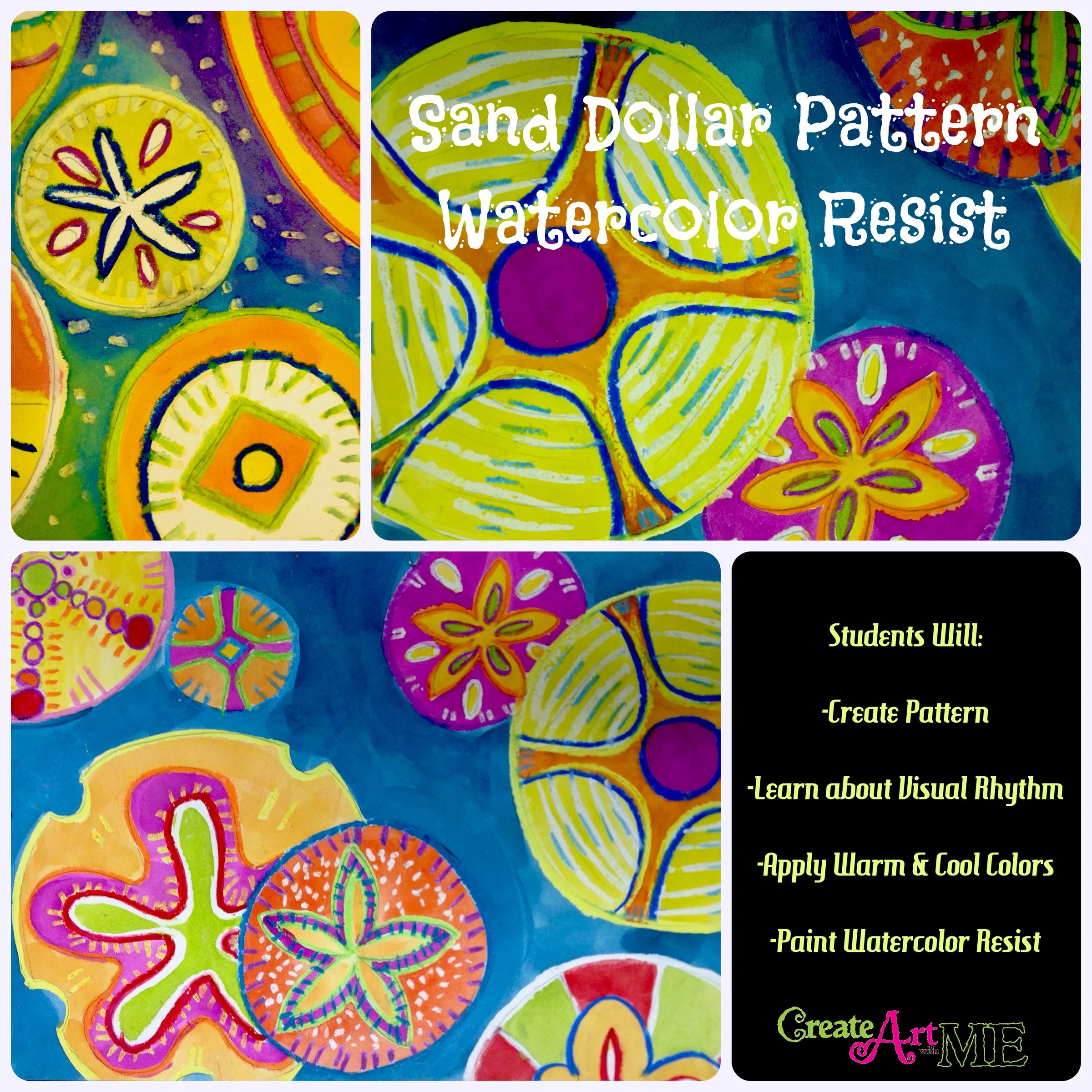 Featured: Sand Dollar Pattern Watercolor Resist Lesson