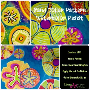 Sand Dollar Pattern Watercolor Resist