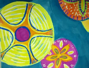 Sand Dollar Pattern Watercolor Resist
