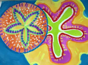 Sand Dollar Pattern Watercolor Resist