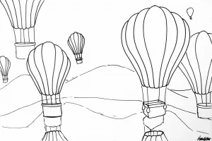 Hot Air Balloons Watercolor Pencil Painting