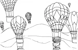 Hot Air Balloons Watercolor Pencil Painting