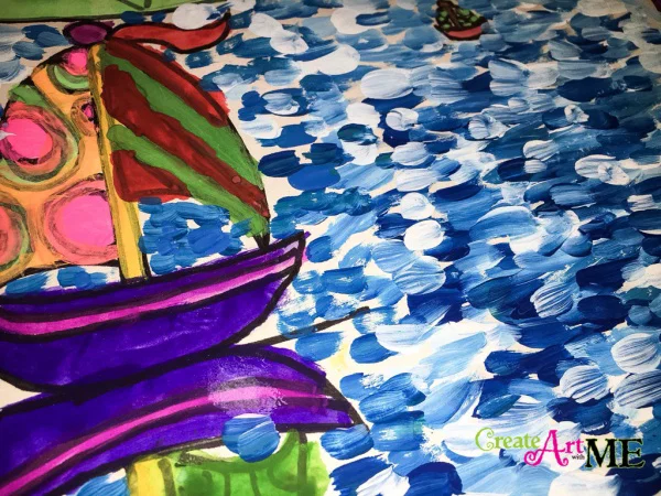 Creating the Illusion of Depth Space & Claude Monet Sailboat Art Lesson