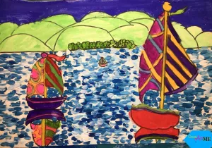 Space and Monet Sailboats Art Lesson