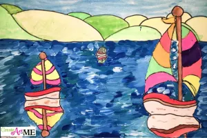 Space and Monet Sailboats Art Lesson