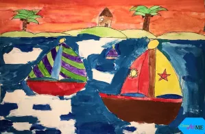 Space and Monet Sailboats Art Lesson