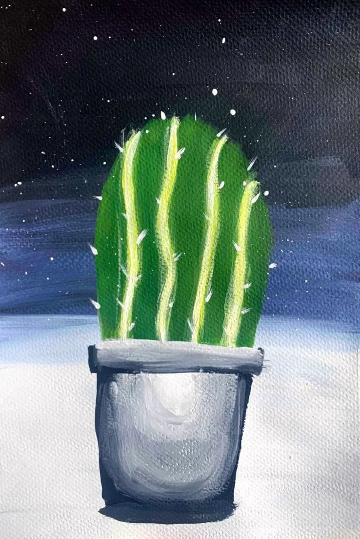 Cactus Acrylic Painting Lesson