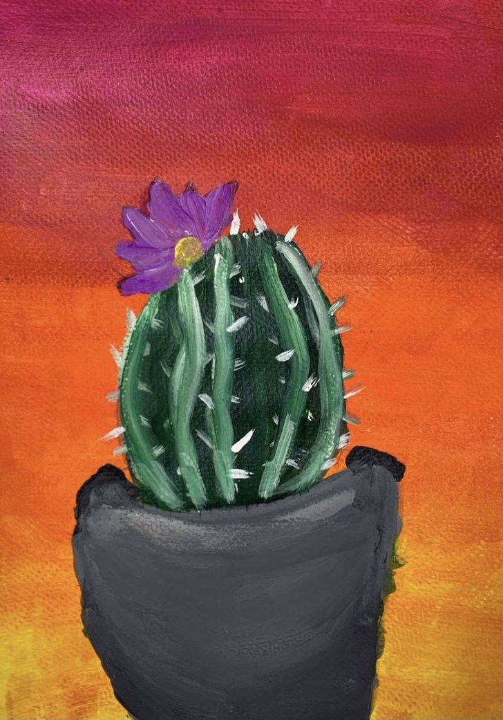 Cactus Acrylic Painting Lesson