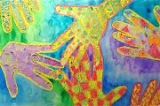 Hand Print Pattern Crayon Resist