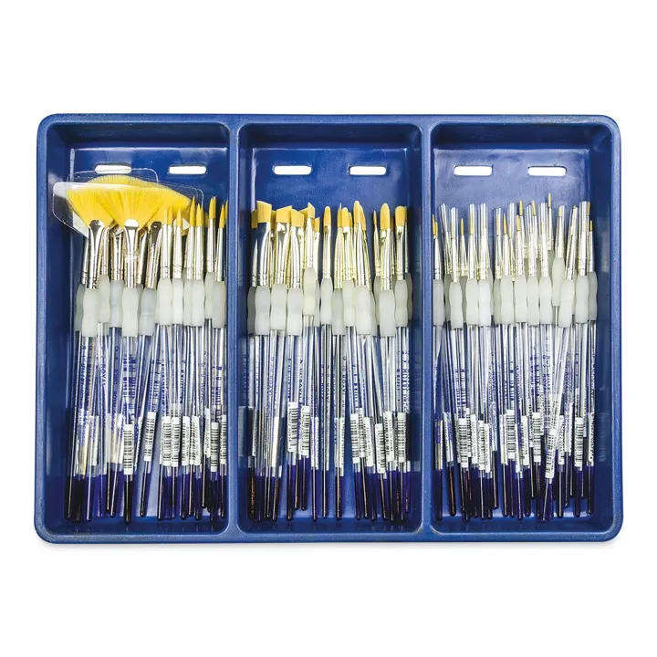Royal Langnickel Soft Grip Golden Taklon Brush Set - General Assortment, Set of 72