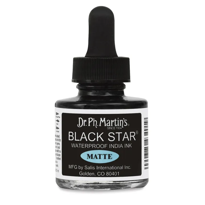 Dr. Ph. Martin's Black Star India Ink - Matte, 1 oz