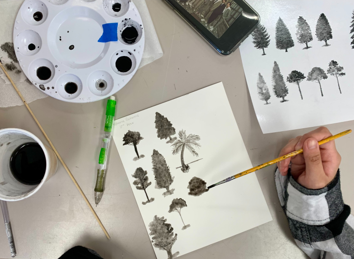 india ink landscape art lesson