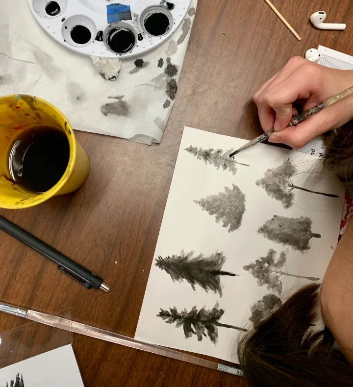 india ink landscape art lesson