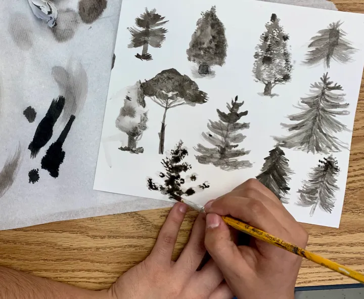 india ink landscape art lesson
