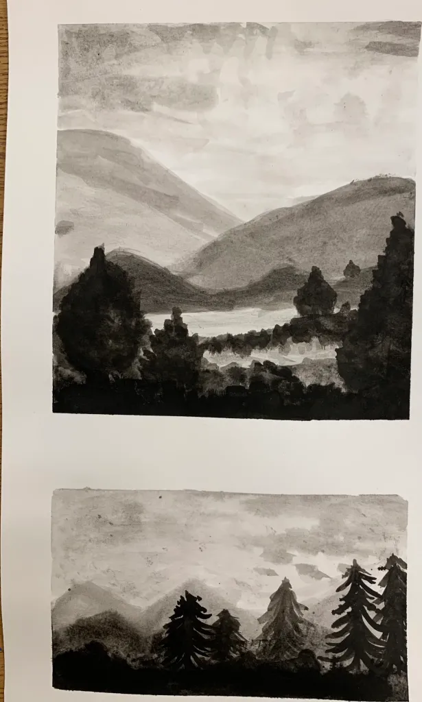india ink landscape art lesson