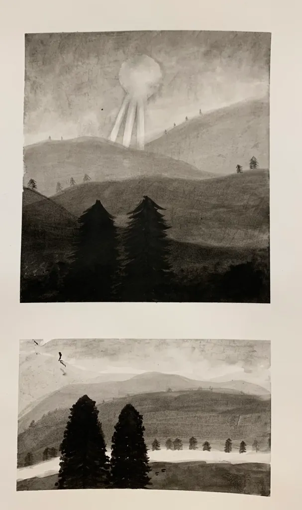 india ink landscape art lesson
