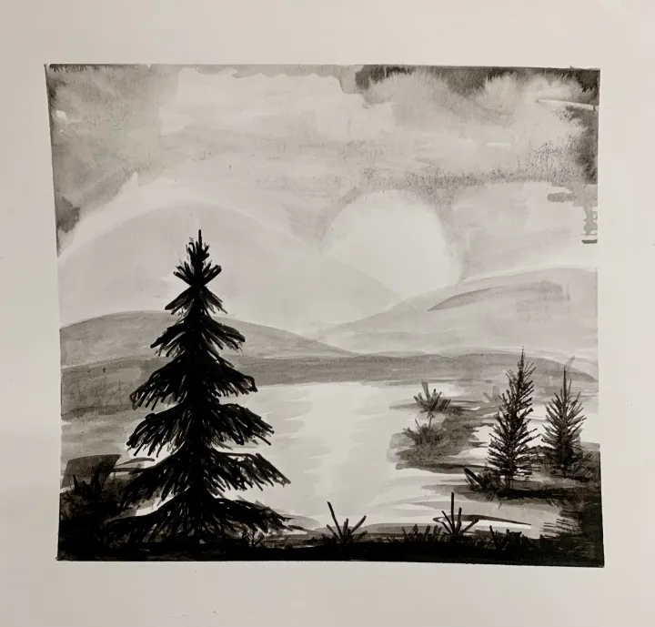 india ink landscape art lesson