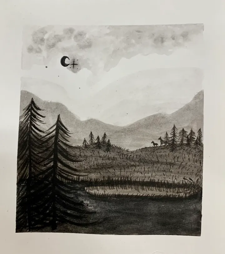 india ink landscape art lesson