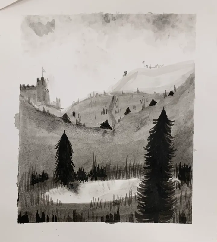 india ink landscape art lesson