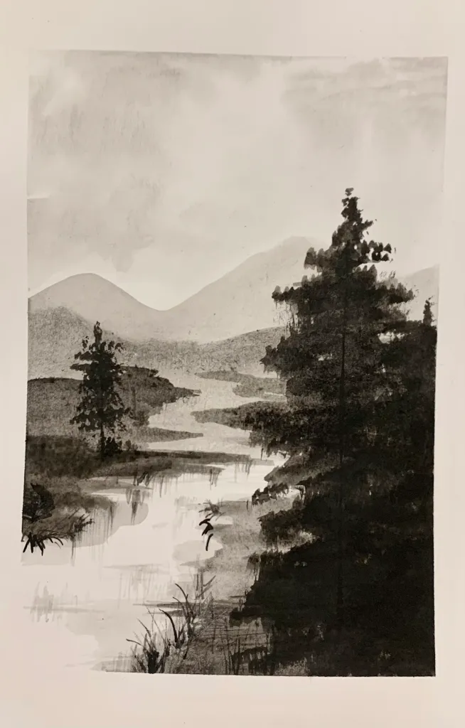 india ink landscape art lesson