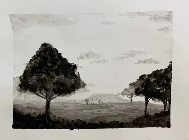 india ink landscape art lesson
