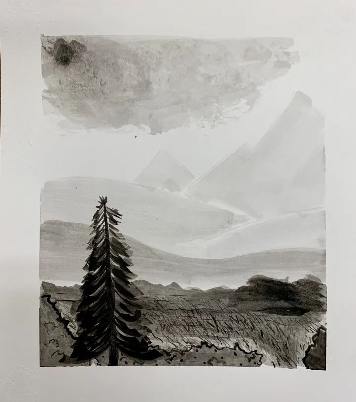 india ink landscape art lesson