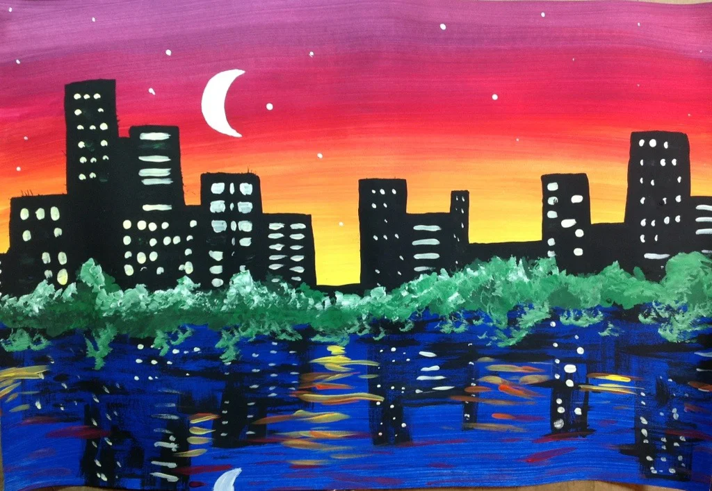 Featured: Night City SkyLine Painting Lesson