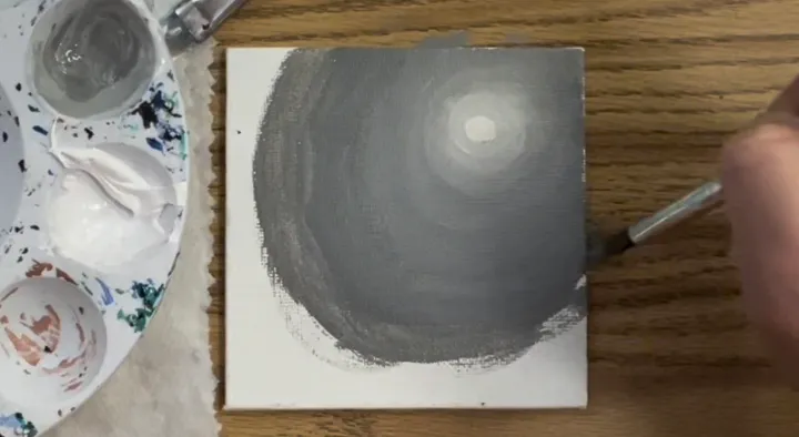 Moonlit Night Monochromatic Painting step by step