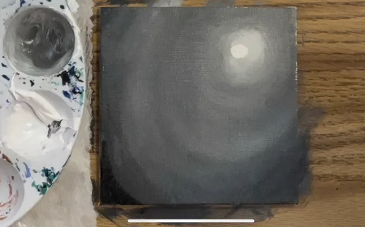 Moonlit Night Monochromatic Painting step by step