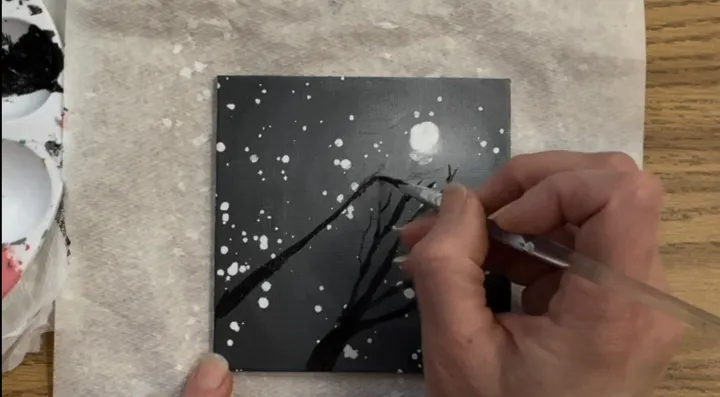 Moonlit Night Monochromatic Painting step by step